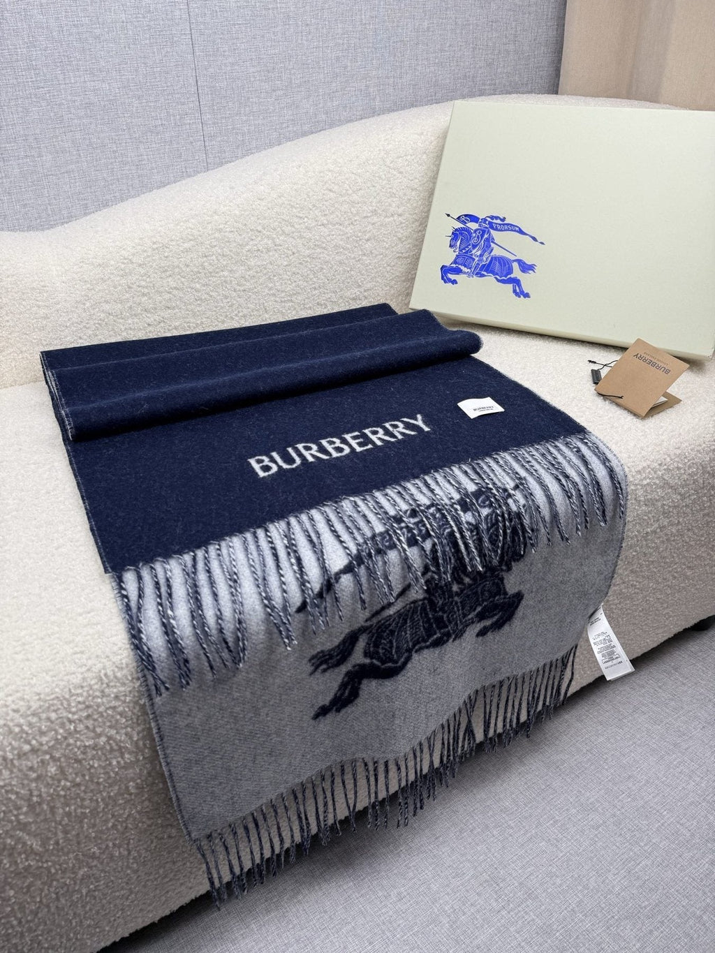 Burberry Reversible Fringed Equestrian Scarf