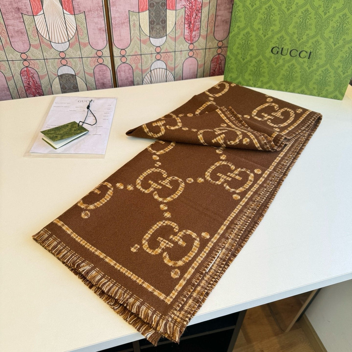 Gucci Wool Interlocking Motif Scarf - 180 x 47 cm