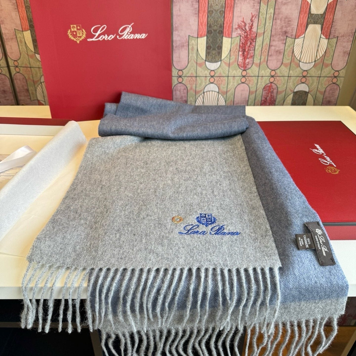 Loro Piana Two-Tone Fringe Scarf - 30 x 185 cm