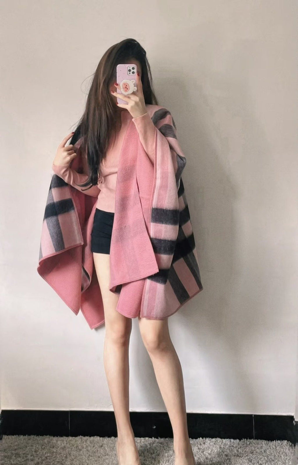 Burberry Reversible Plaid Cape Wrap