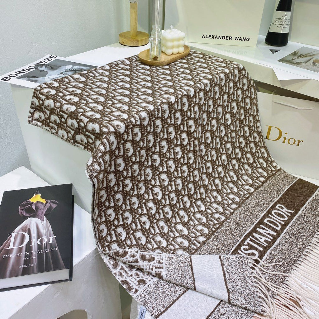 Dior Patterned Fringed Scarf