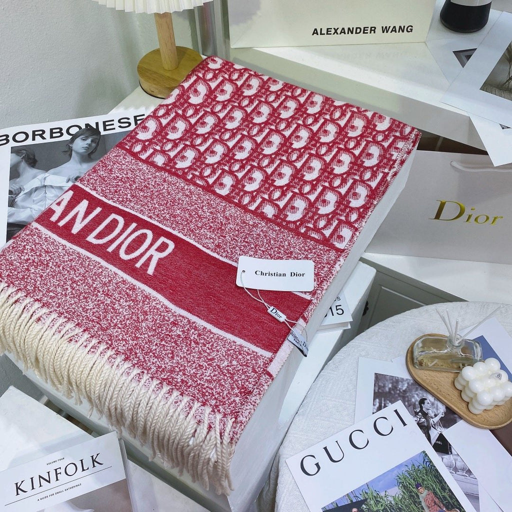 Dior Patterned Fringed Scarf