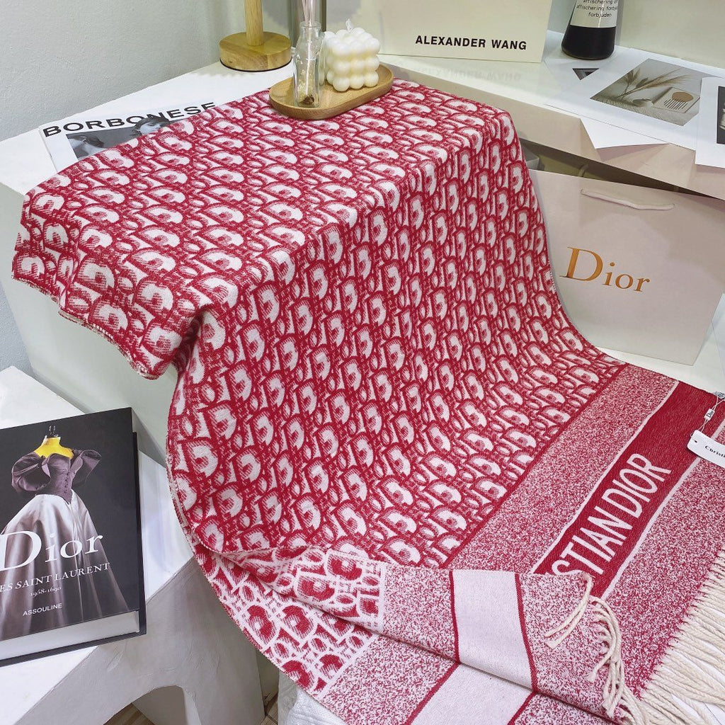 Dior Patterned Fringed Scarf