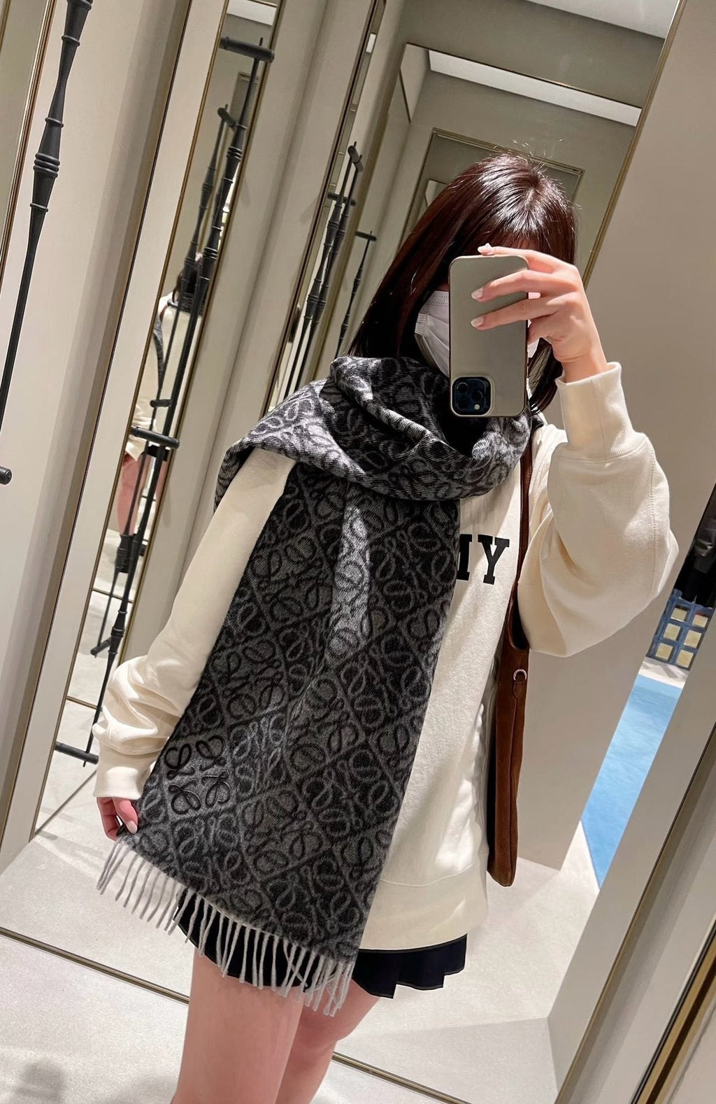 Loewe Fringed Pattern Scarf