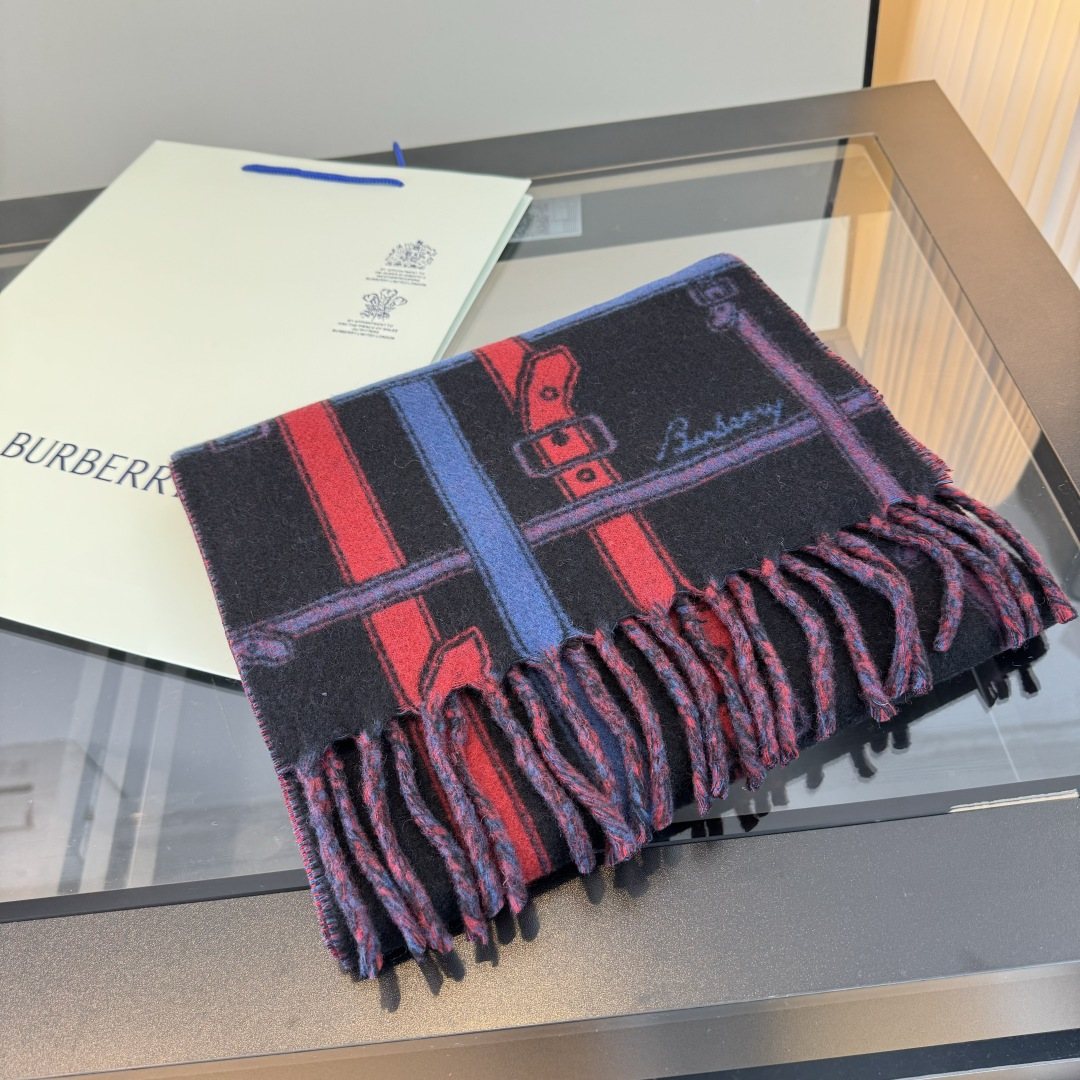 Burberry Reversible Cashmere Fringe Scarf