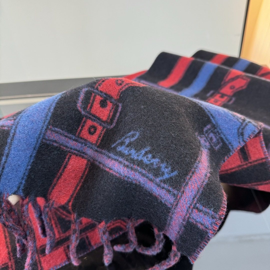 Burberry Reversible Cashmere Fringe Scarf