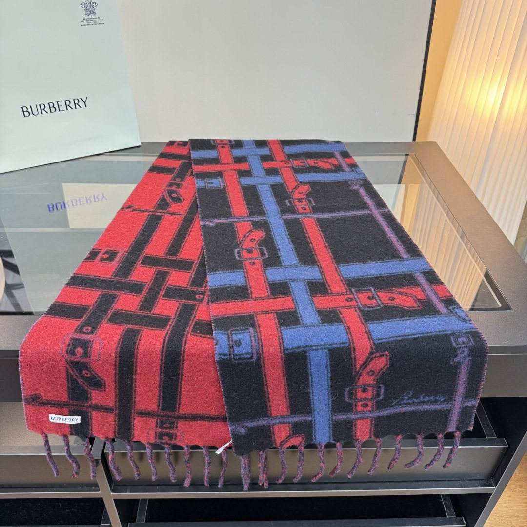 Burberry Reversible Cashmere Fringe Scarf