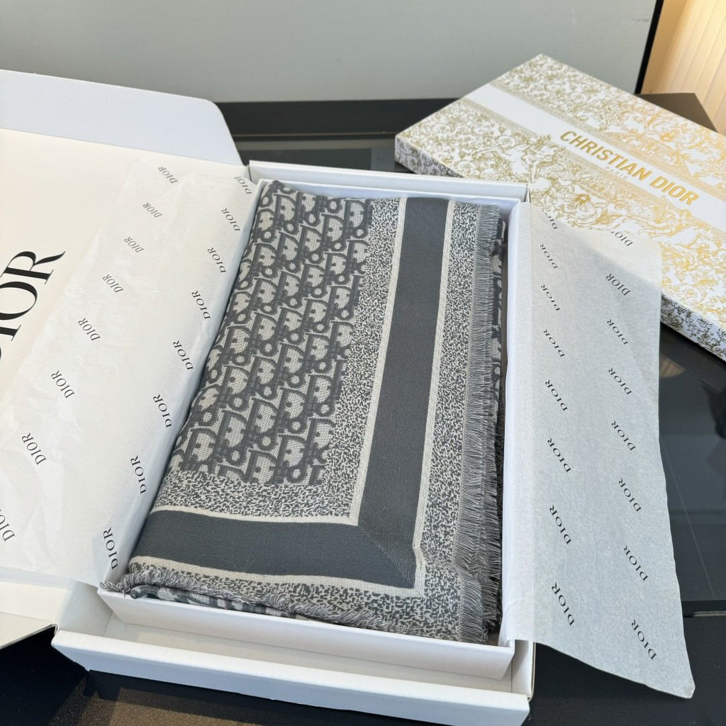 Dior Fringed Monogram Shawl Scarf