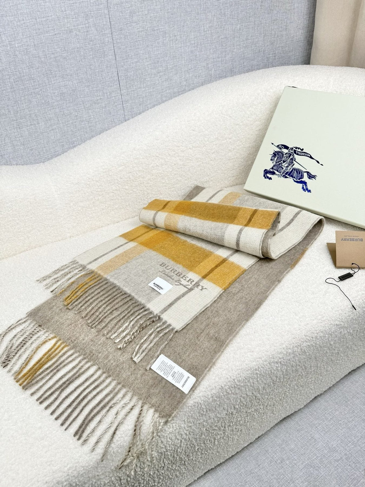 Burberry Double-Sided Plaid Fringe Scarf