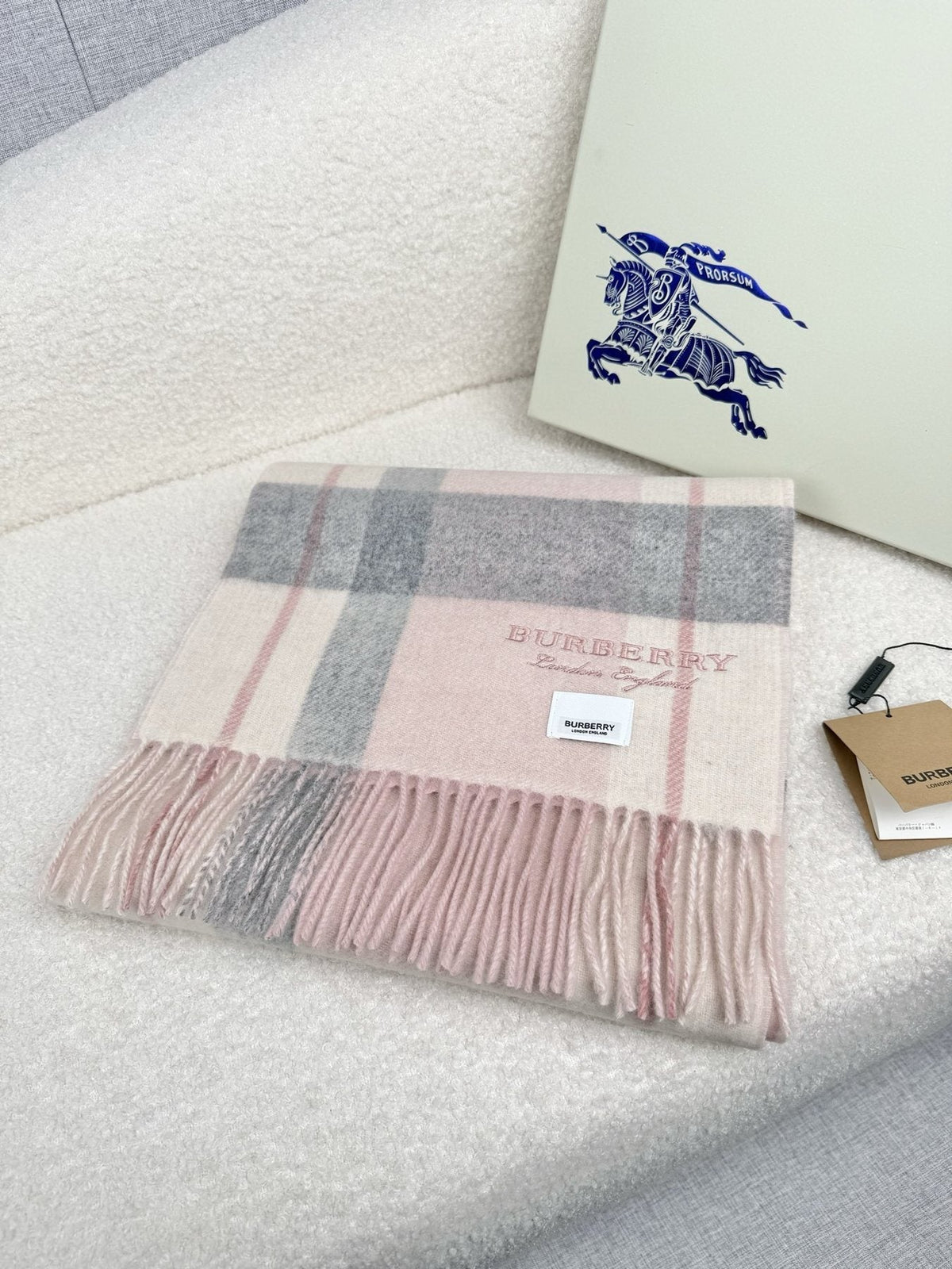 Burberry Double-Sided Plaid Fringe Scarf