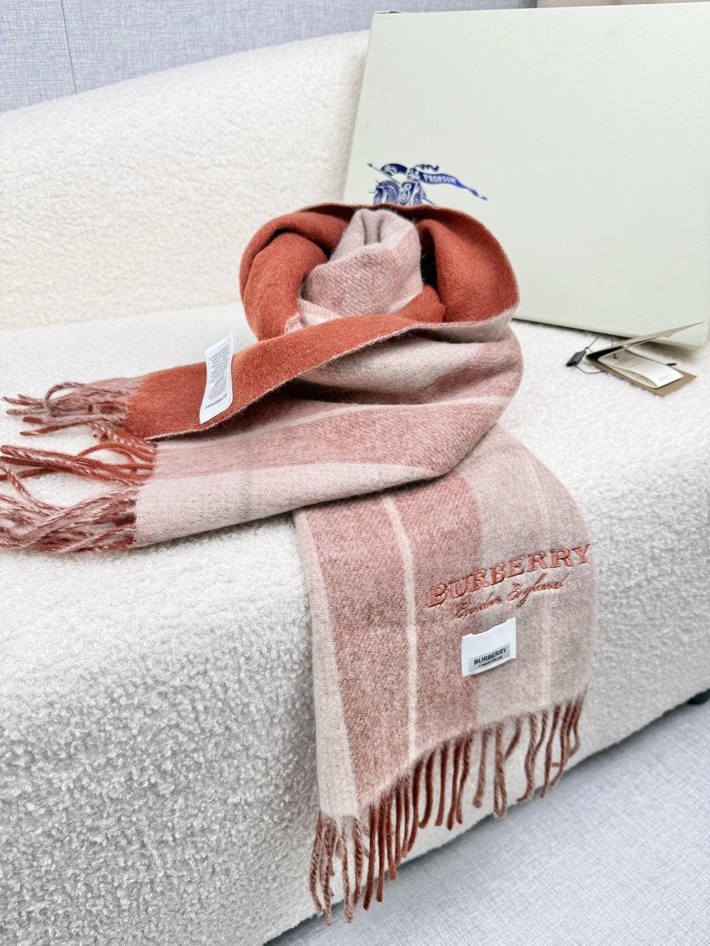 Burberry Double-Sided Plaid Fringe Scarf