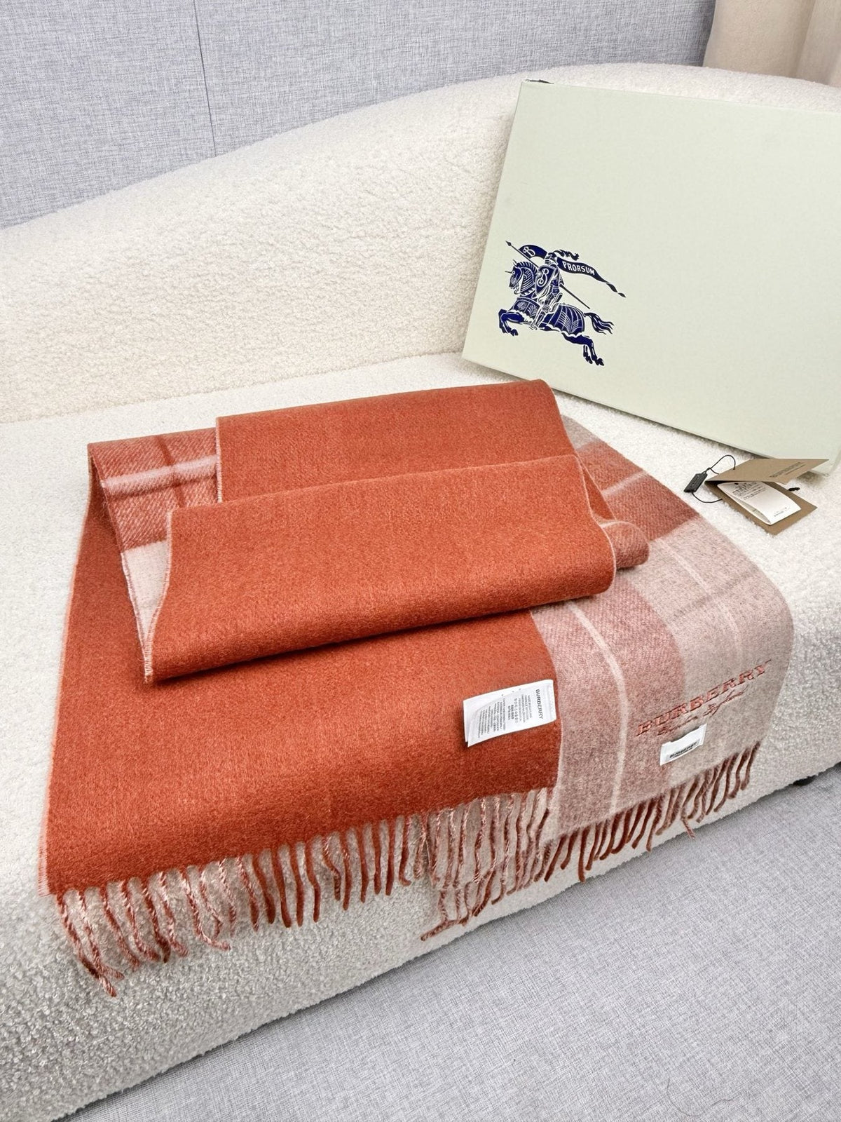 Burberry Double-Sided Plaid Fringe Scarf