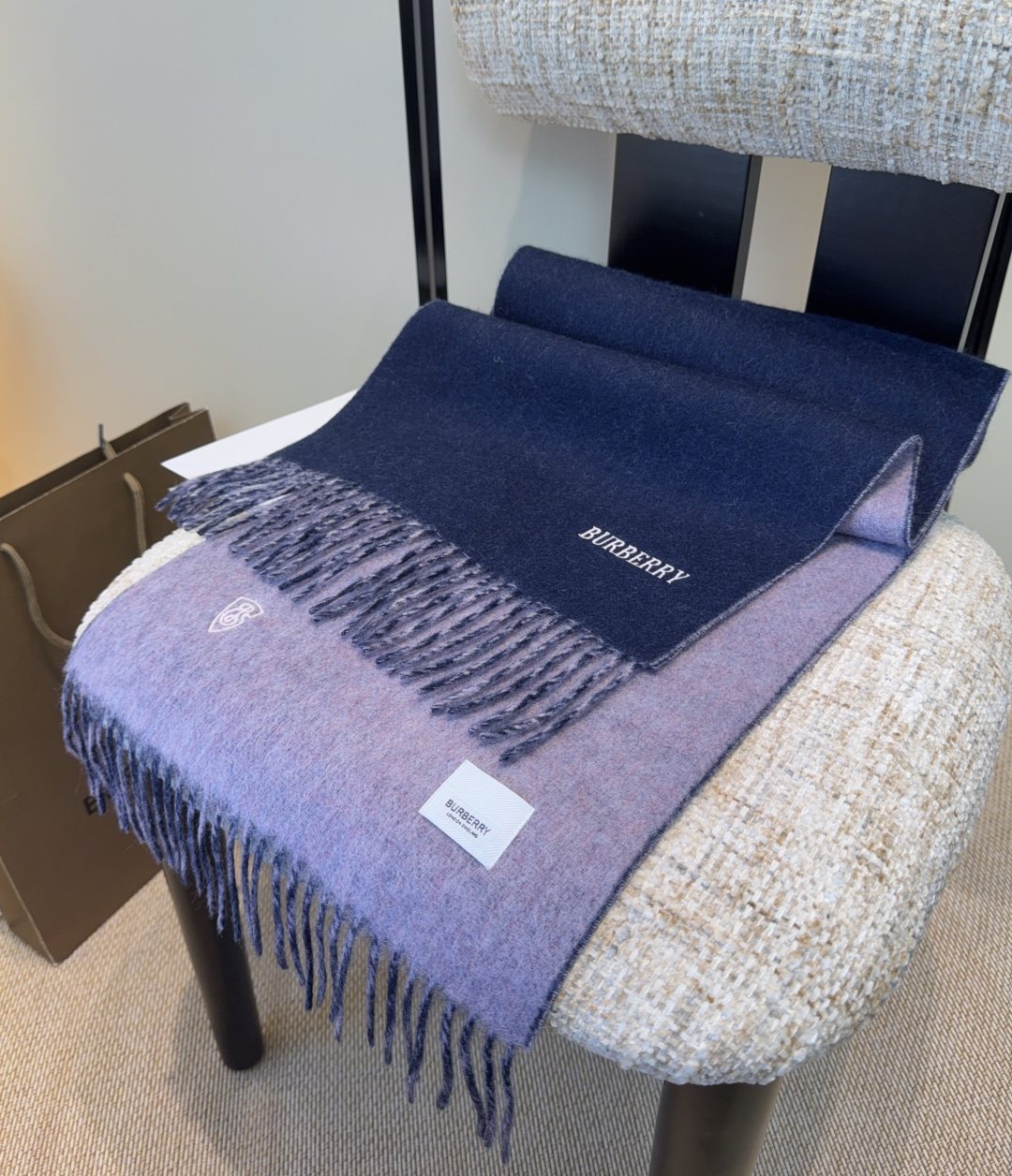 Burberry Two-Tone Fringed Scarf