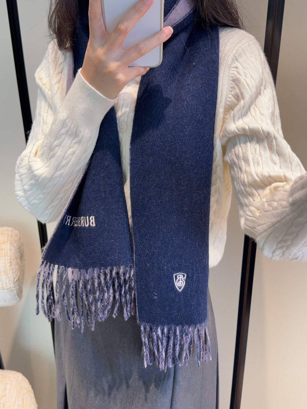 Burberry Two-Tone Fringed Scarf