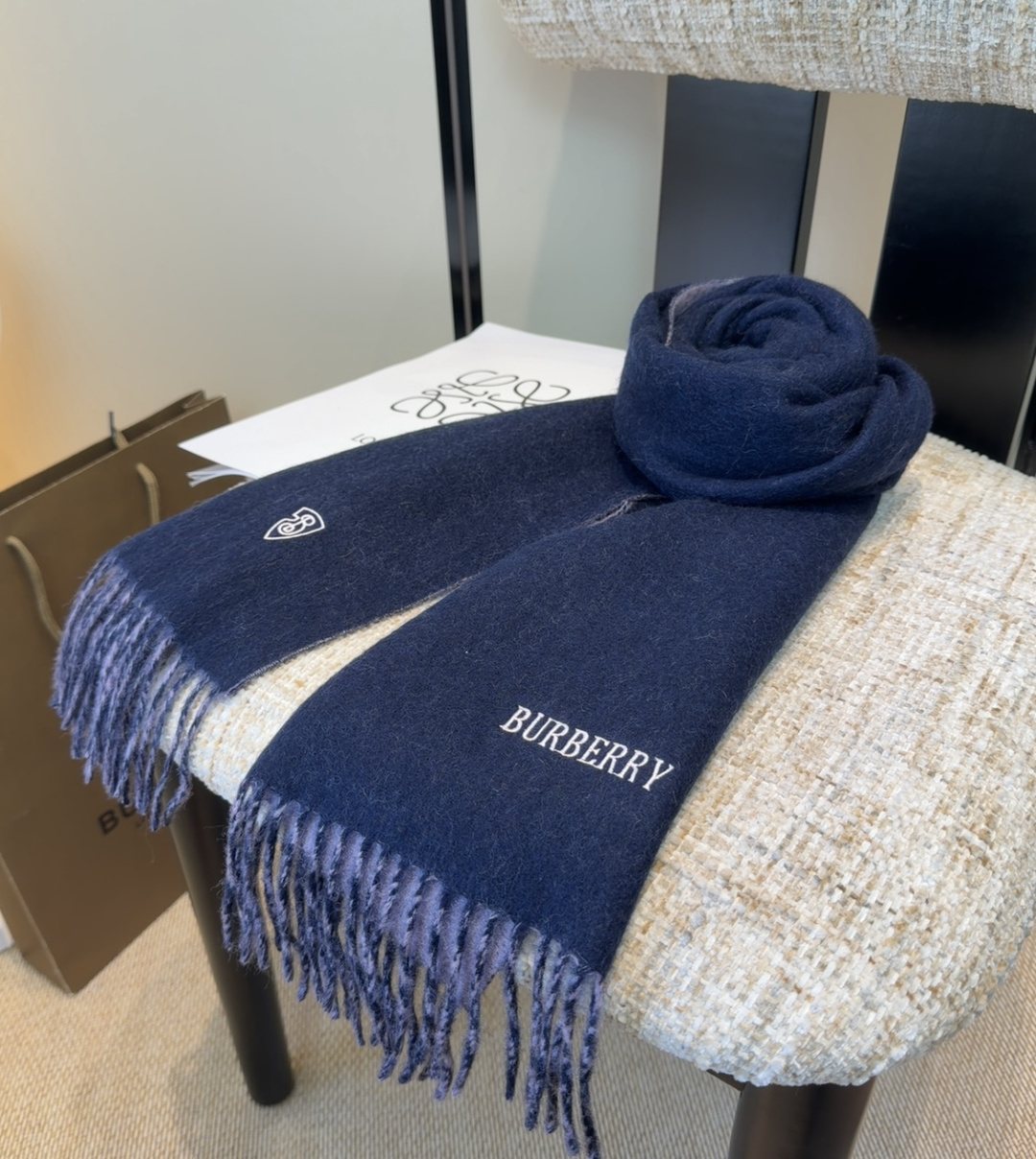 Burberry Two-Tone Fringed Scarf