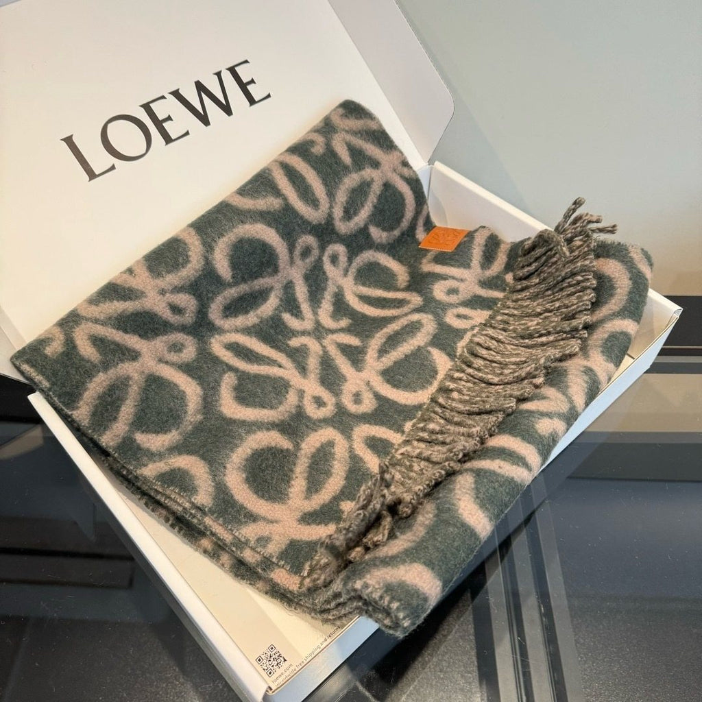 Loewe Loop-Pattern Fringed Scarf