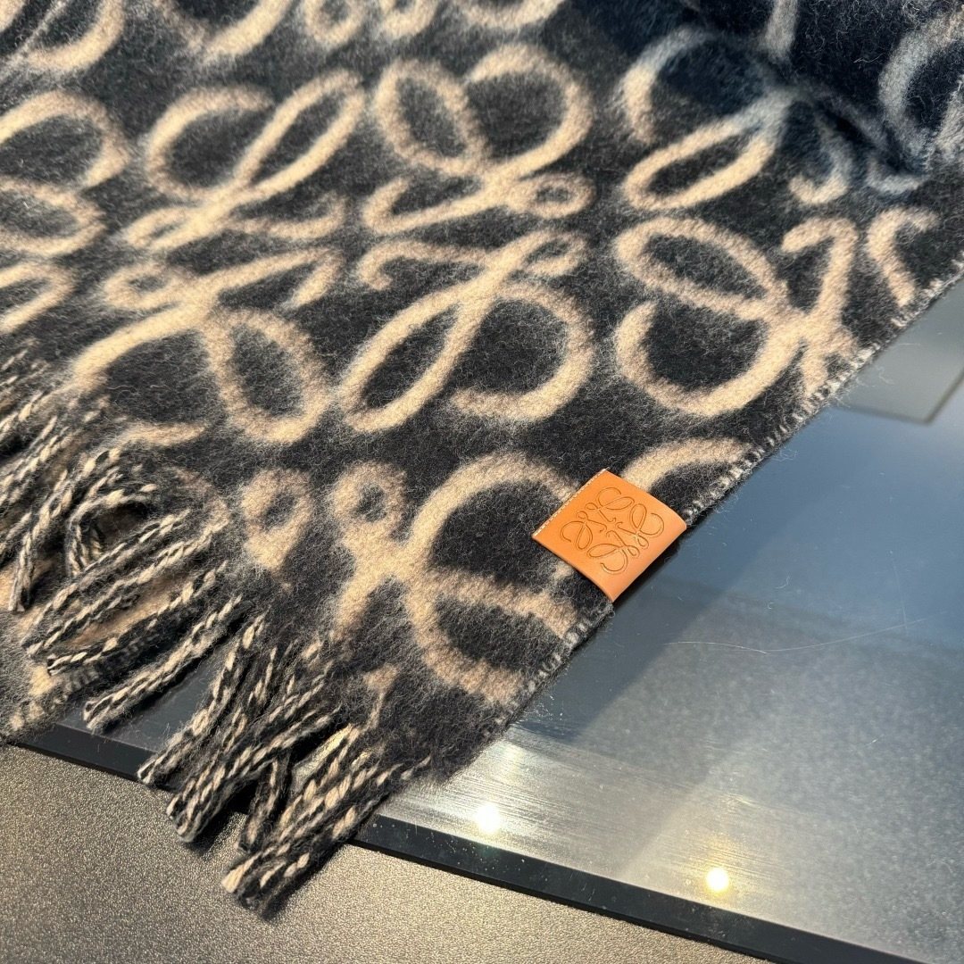 Loewe Loop-Pattern Fringed Scarf