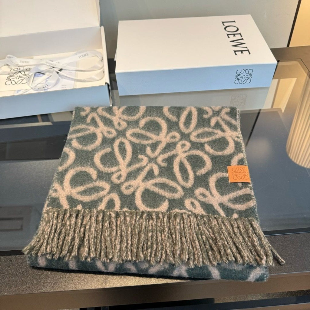 Loewe Loop-Pattern Fringed Scarf