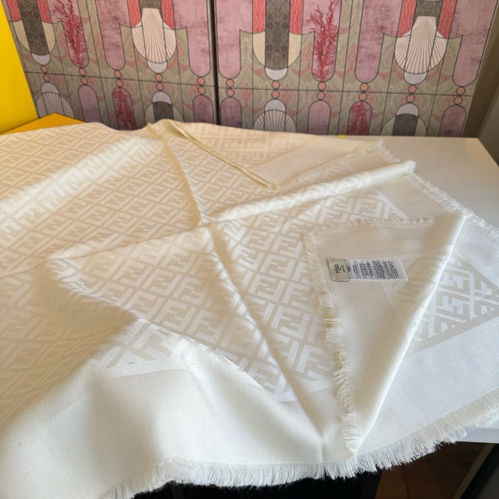 Fendi Fringed Geometric Monogram Scarf