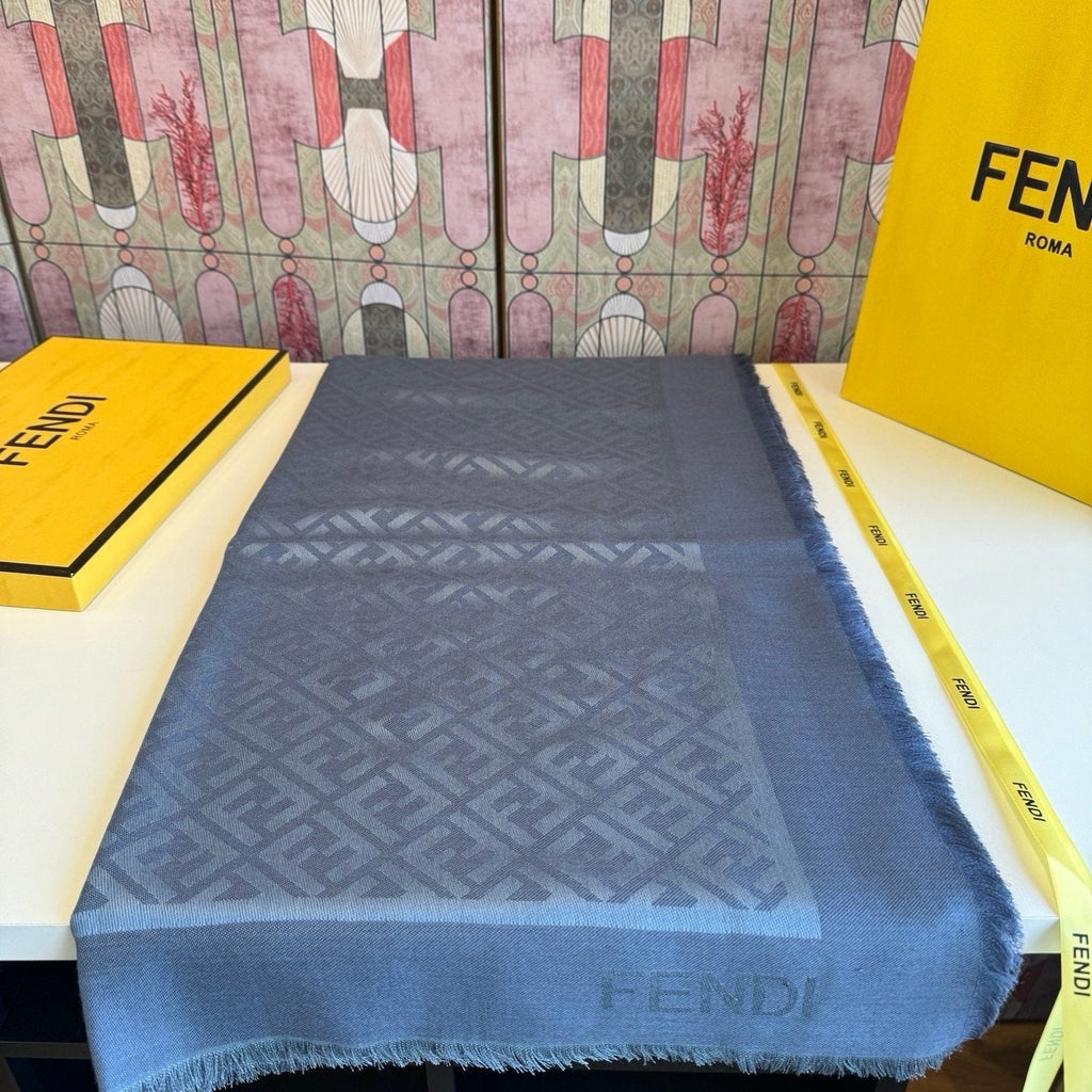 Fendi Fringed Geometric Monogram Scarf