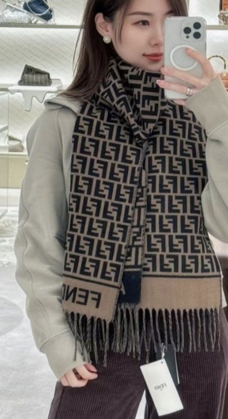 Fendi FF-Pattern Fringed Scarf