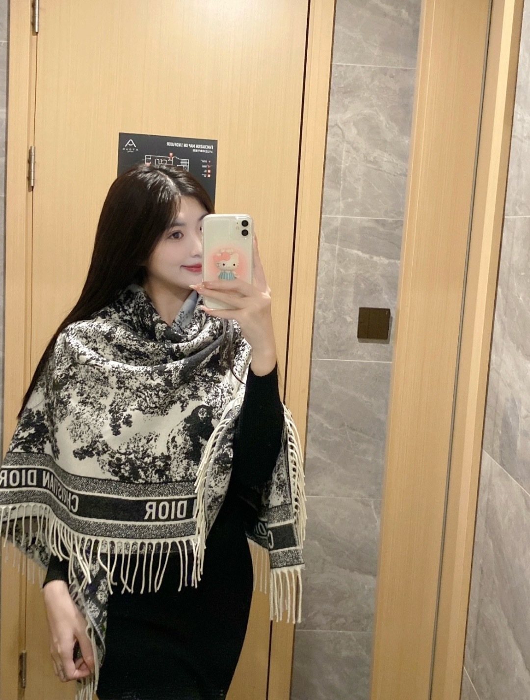 Dior Fringed Toile Square Scarf