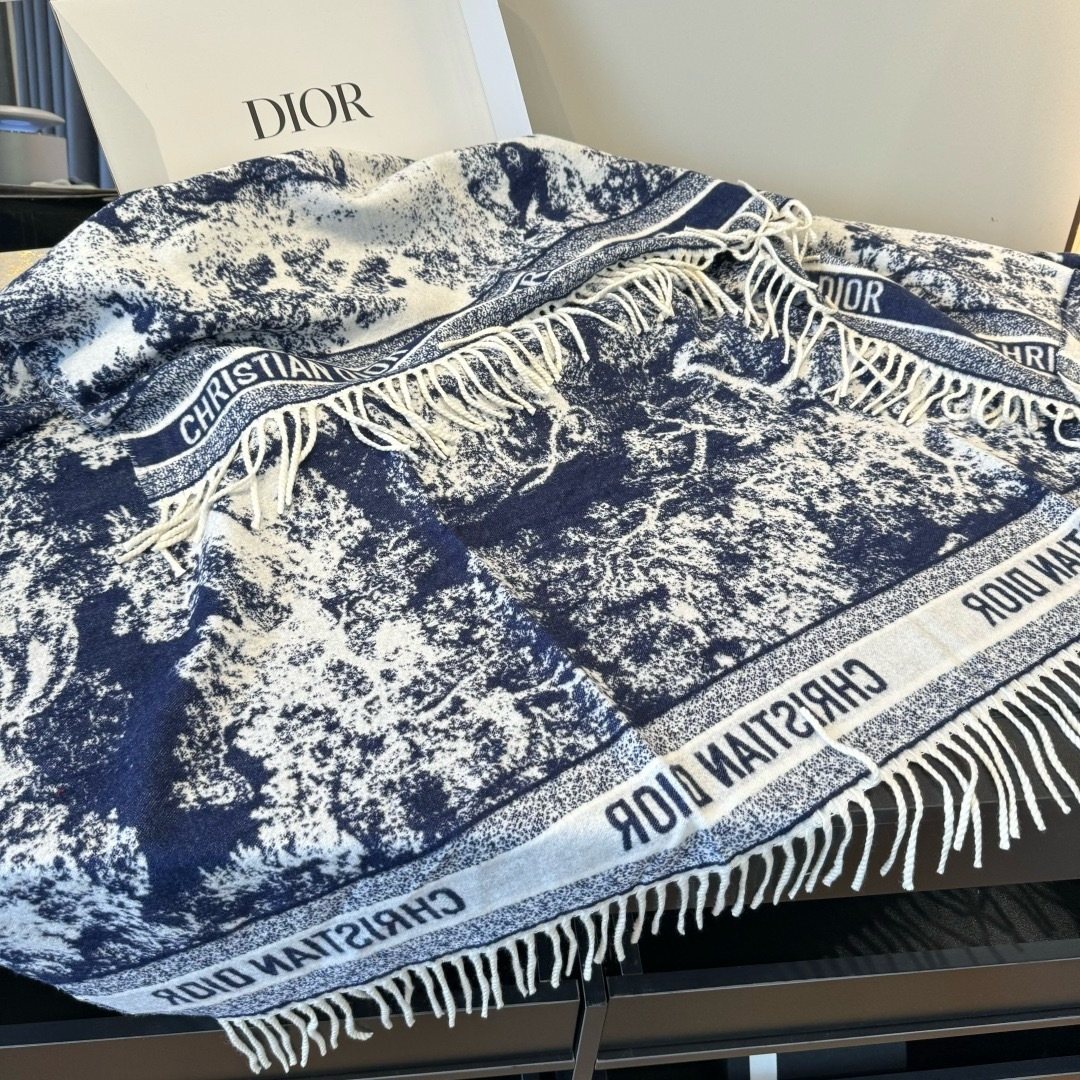 Dior Fringed Toile Square Scarf