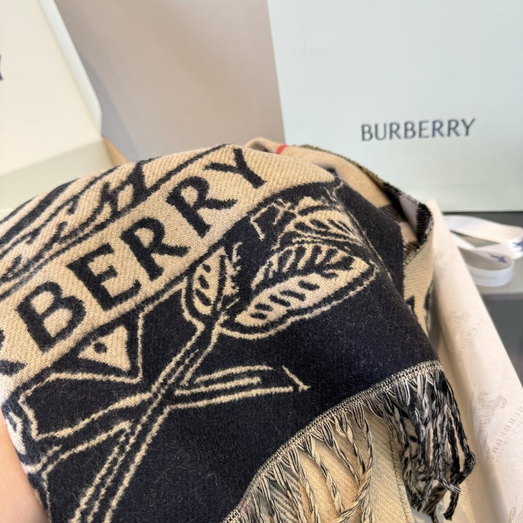 Burberry Equestrian Graphic Fringed Scarf