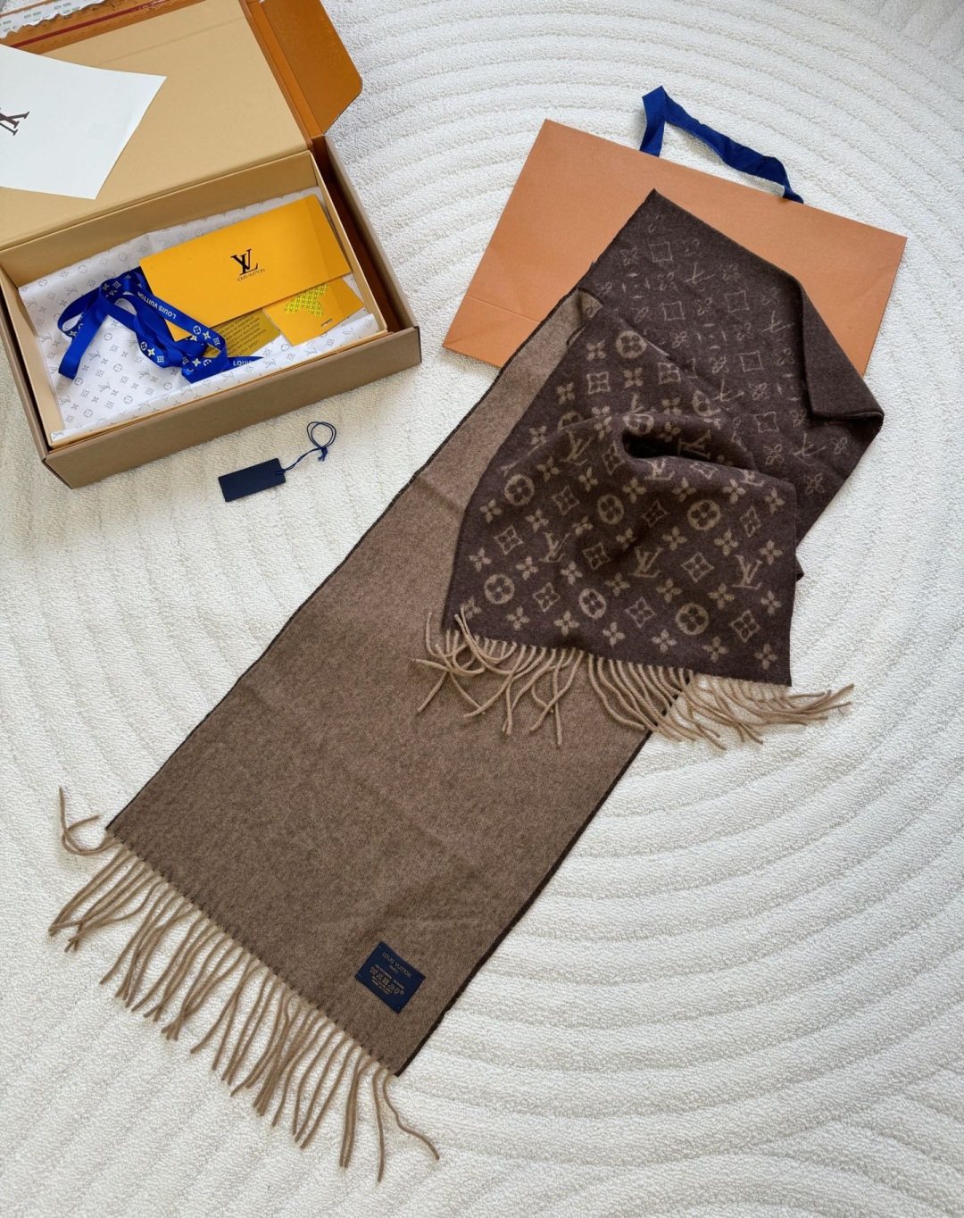Louis Vuitton Men's Tonal Monogram Cashmere Scarf