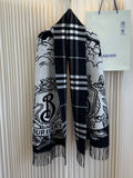 Burberry Equestrian Motif Fringed Scarf