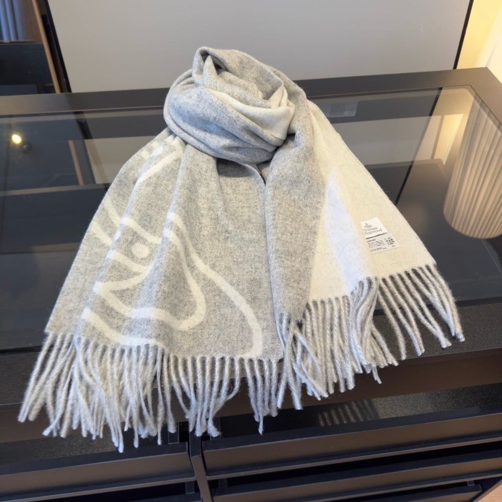 Vivienne Westwood Cashmere Orb Fringed Scarf