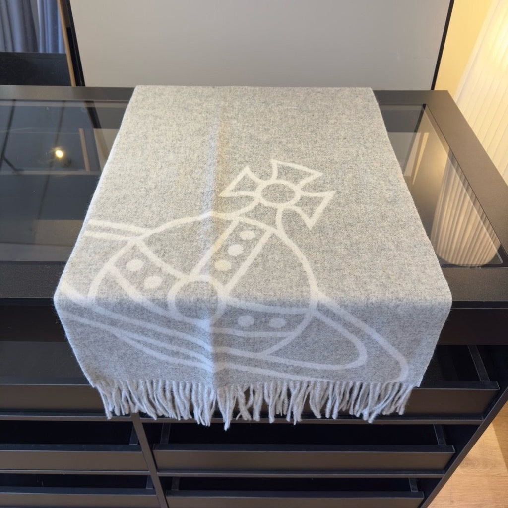 Vivienne Westwood Cashmere Orb Fringed Scarf