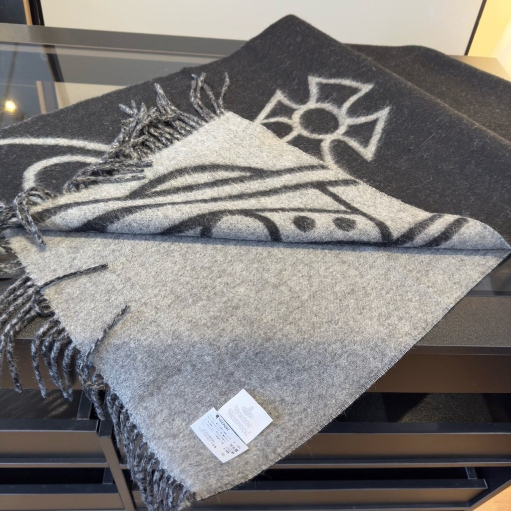 Vivienne Westwood Cashmere Orb Fringed Scarf