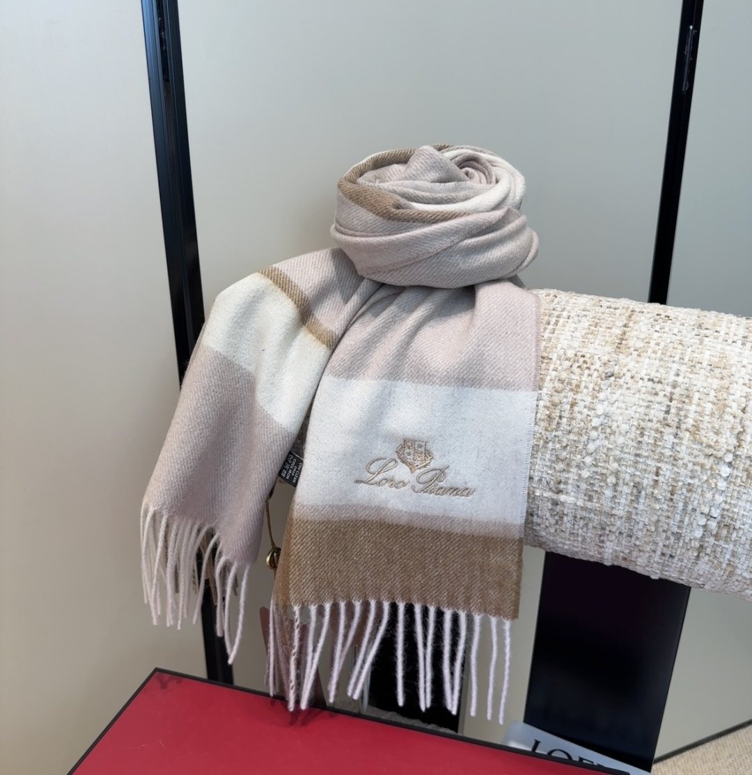 Loro Piana Color-Block Plaid Fringed Scarf