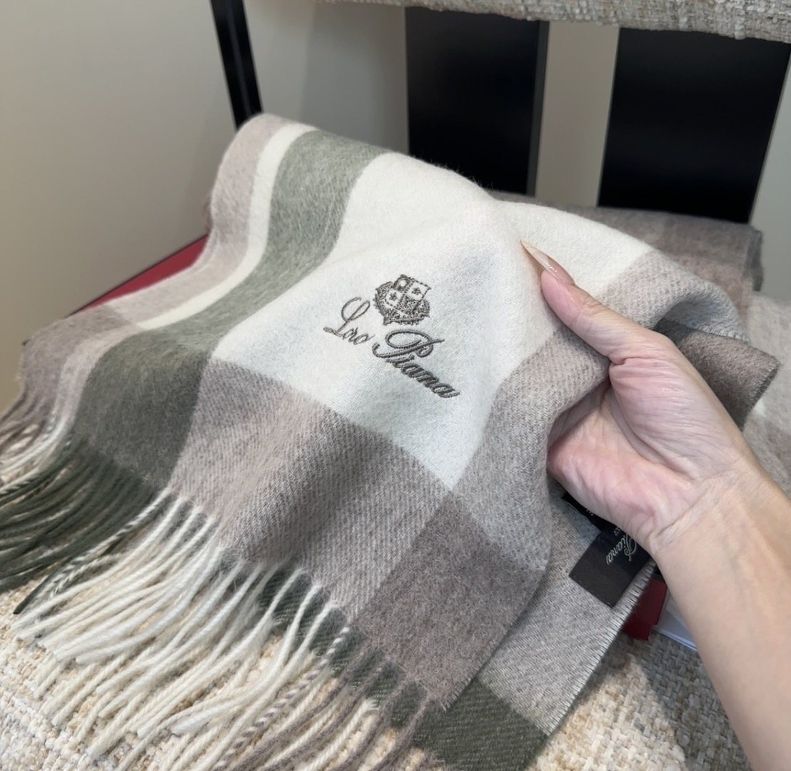Loro Piana Fringed Plaid Scarf
