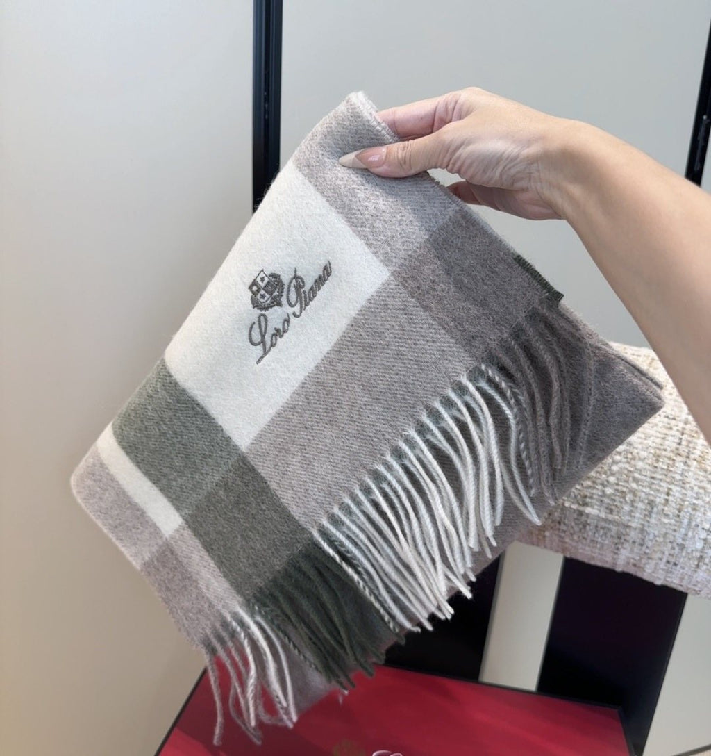 Loro Piana Fringed Plaid Scarf