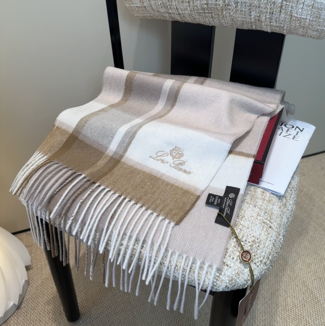 Loro Piana Color-Block Plaid Fringed Scarf