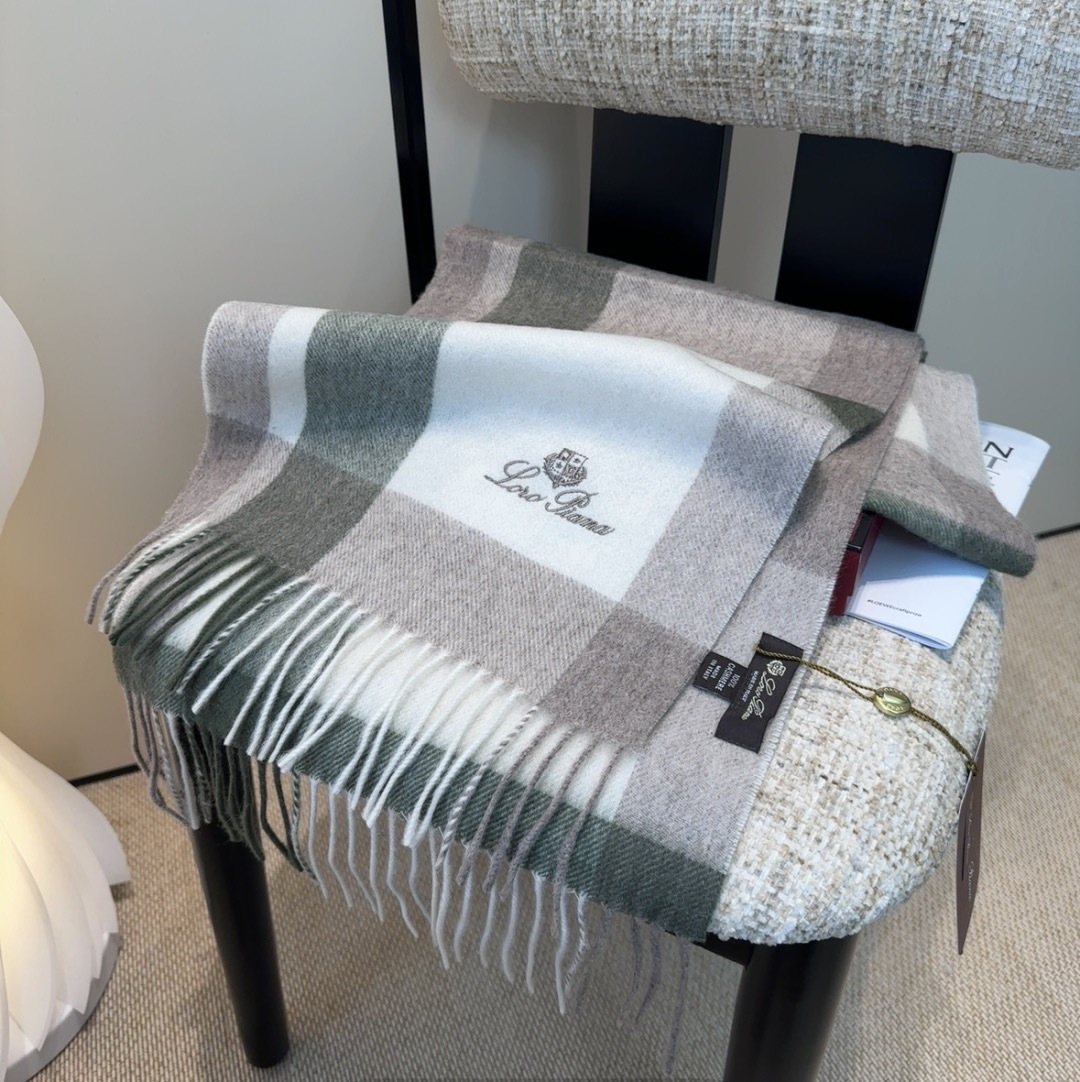 Loro Piana Color-Block Plaid Fringed Scarf
