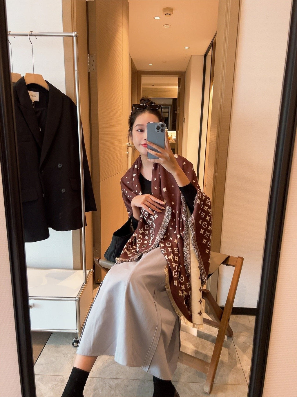 Louis Vuitton Starry Monogram Fringed Wrap