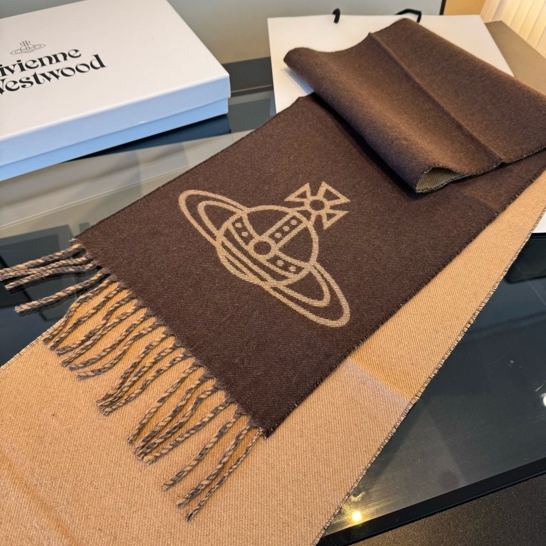 Vivienne Westwood Woven Orb Scarf with Knotted Fringe