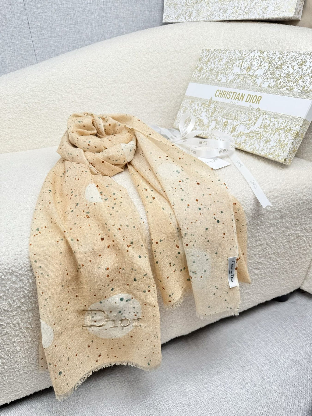 Dior Dotted Embroidered Scarf