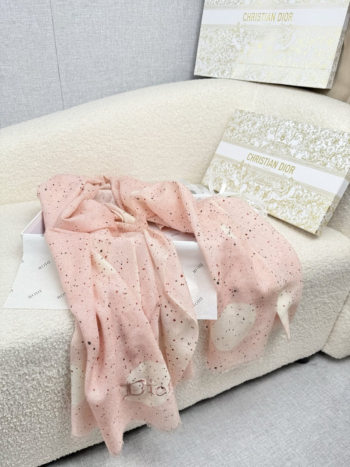 Dior Dotted Embroidered Scarf