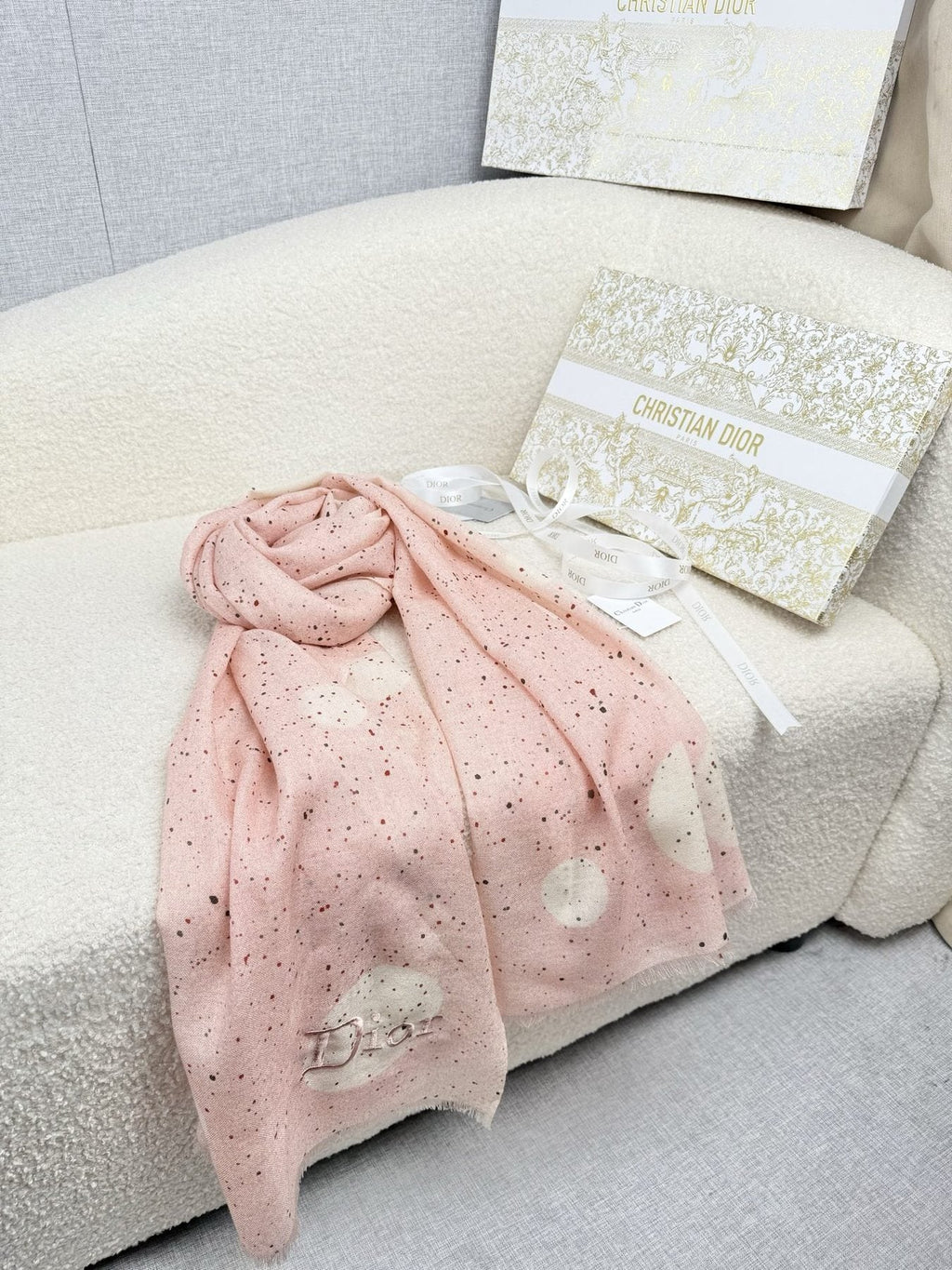 Dior Dotted Embroidered Scarf