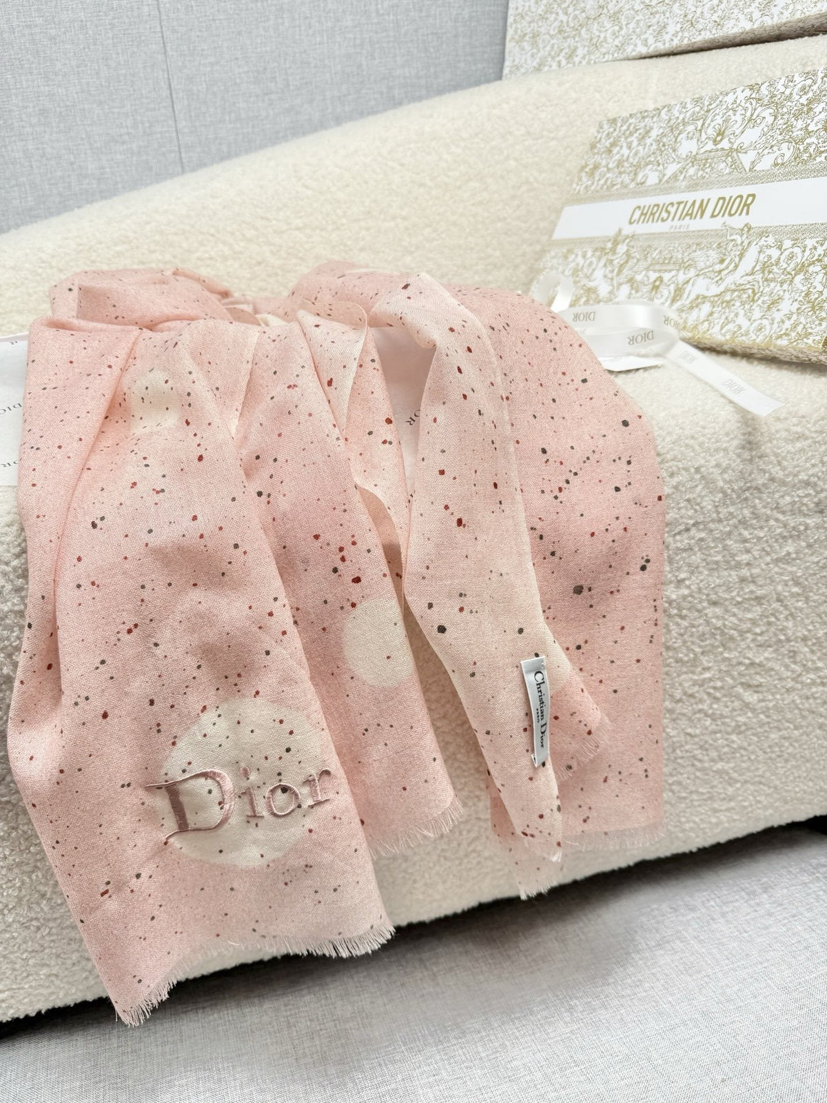 Dior Dotted Embroidered Scarf
