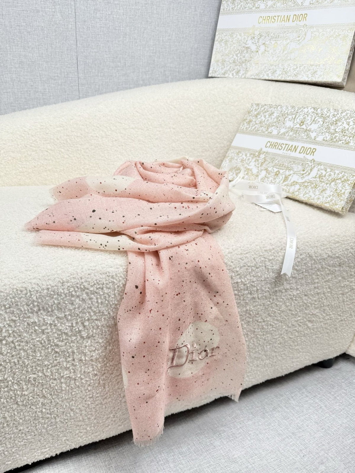 Dior Dotted Embroidered Scarf