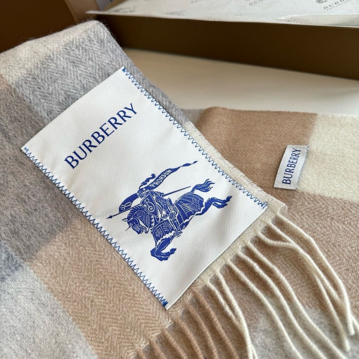 Burberry Woven Plaid Fringe Scarf - 30 x 180 cm
