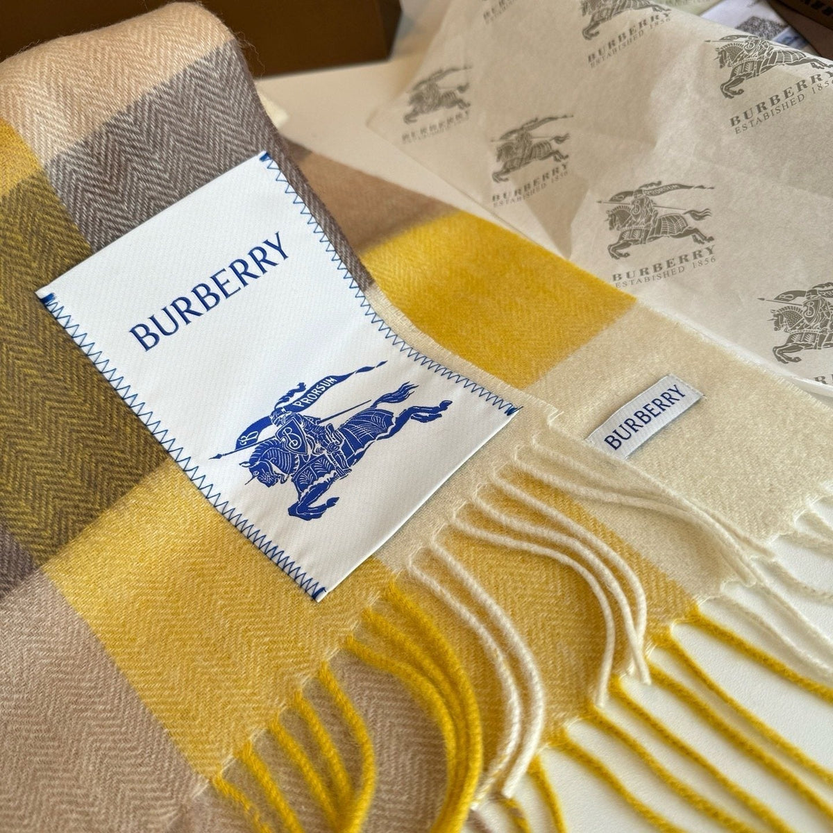 Burberry Yellow Brown Plaid Scarf