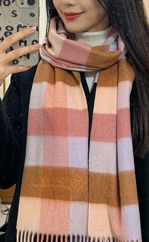 Loro Piana Oversized Check Fringed Scarf