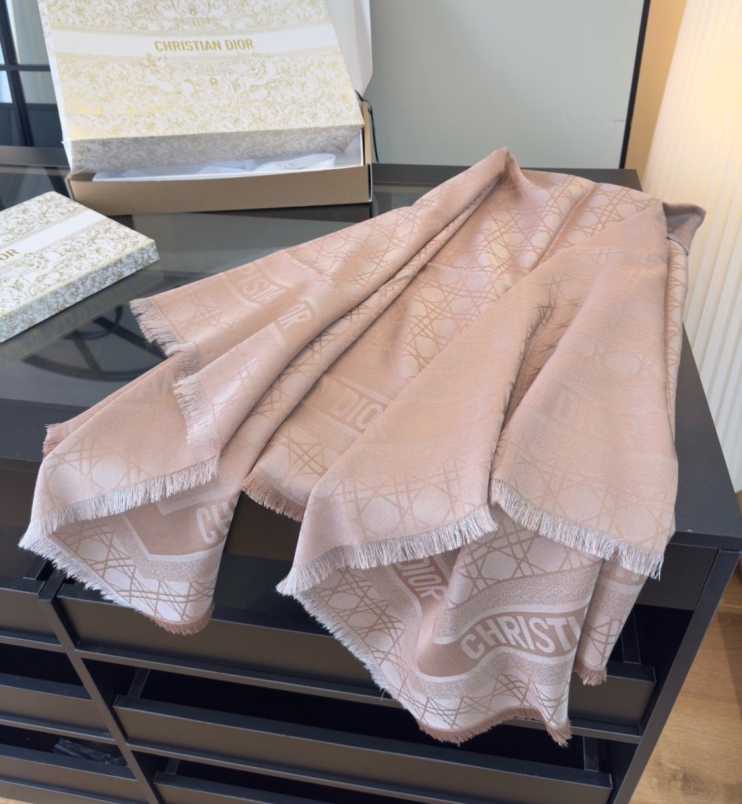 Dior Geometric Jacquard Fringed Square Scarf