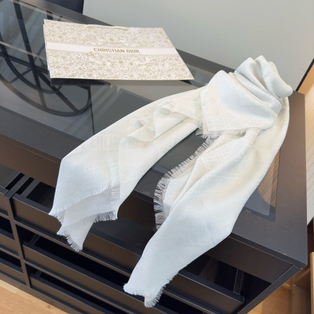 Dior Geometric Jacquard Fringed Square Scarf